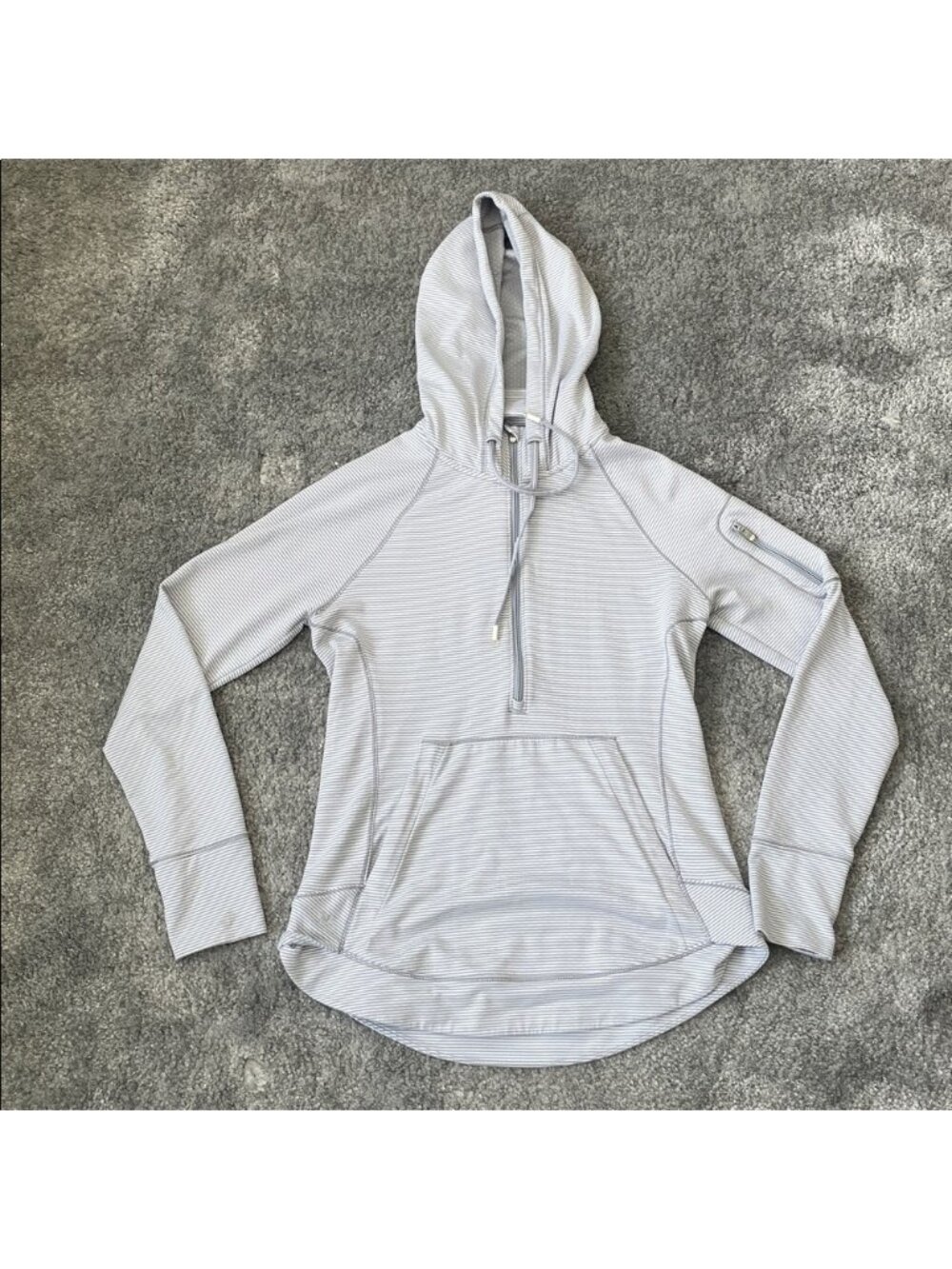 EC Athleta Lightweight Long Sleeve 1/4 Zip Hoody - Grey / White - Size Small